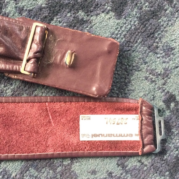 Vintage Emmanuel Leather Suede Belt Made in Canada Burgundy Adjustable Small/Med - Picture 3 of 13